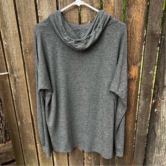 Michael Kors Drawstring Cowl Hooded Long Sleeve Shirt With “MK” Rhinestone Logo - Picture 8 of 12